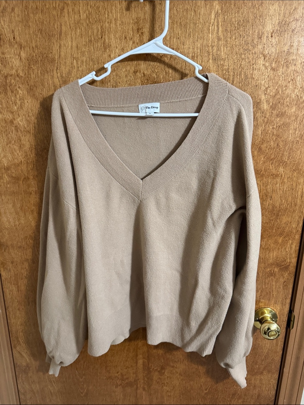 The Drop Women's V-Neck Sweater in Tan